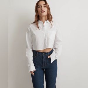 Madewell Oversize Cotton Poplin Crop Button-Up